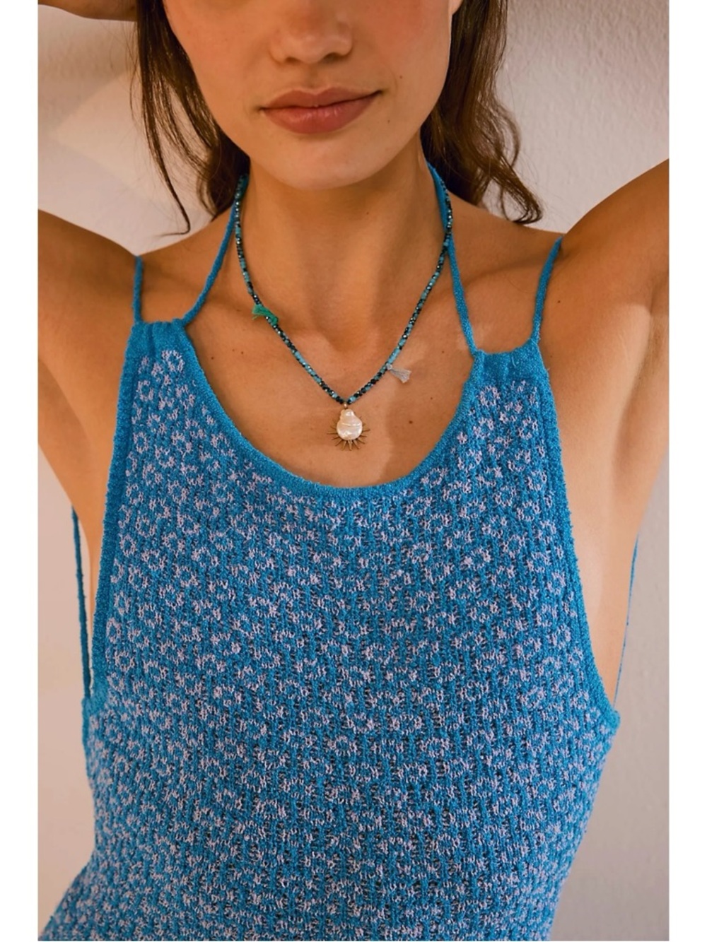 Free People Ariana Ost Sunlight Choker in Blue NWT Sun Charm Bohemian Dainty